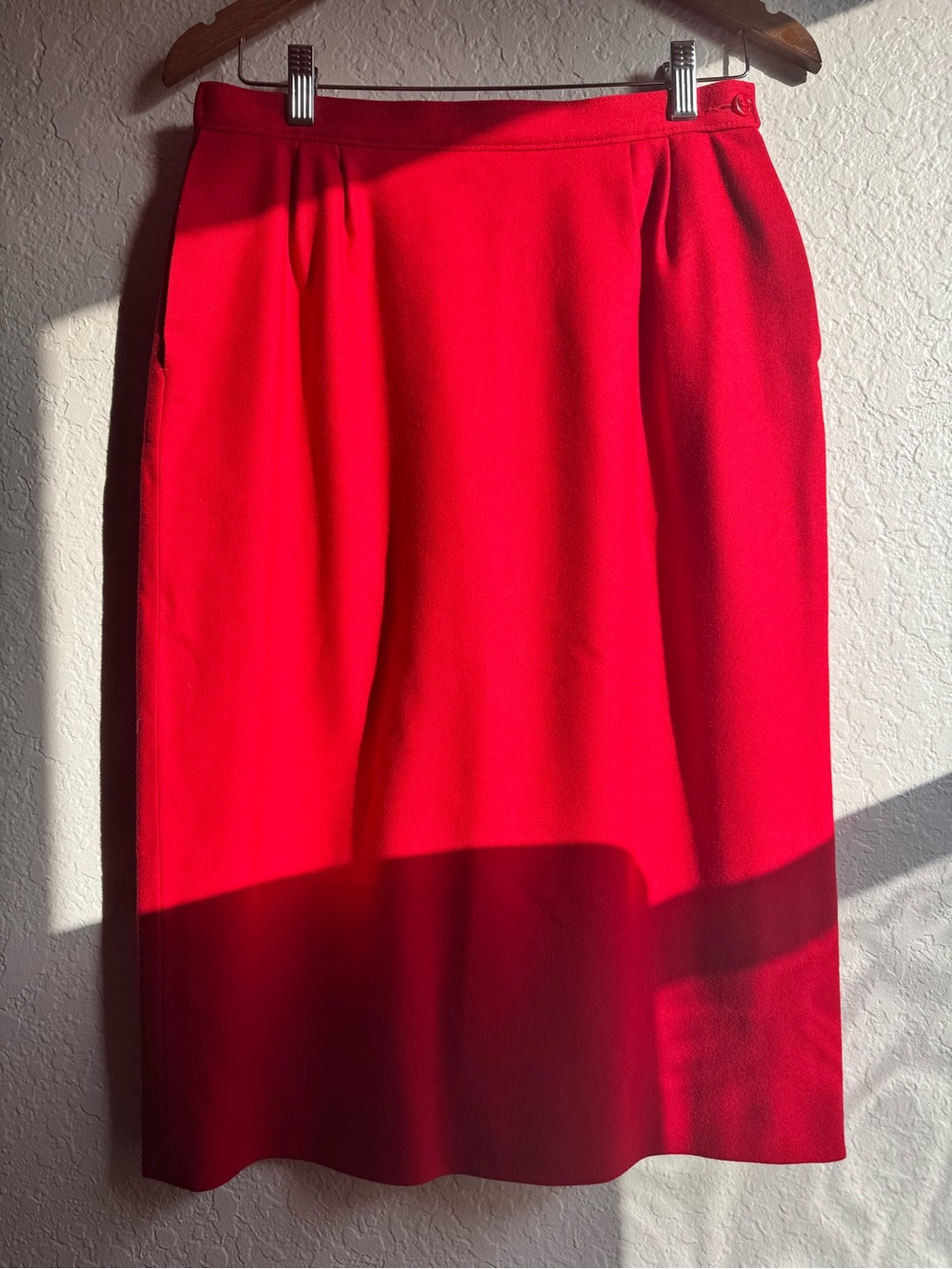 VNTG Pendleton Vibrant Red Virgin Wool Pencil Skirt